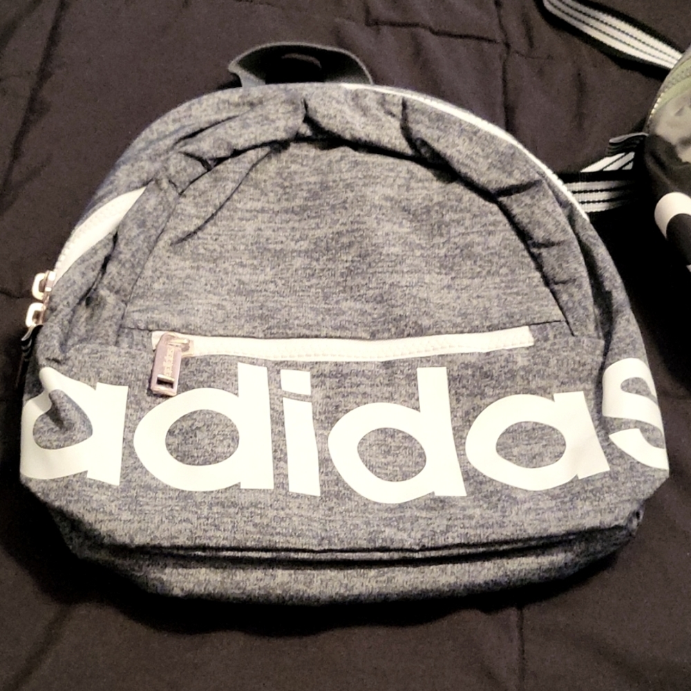 Gray white army green & black black.white mini adidas backpacks..sold separately
